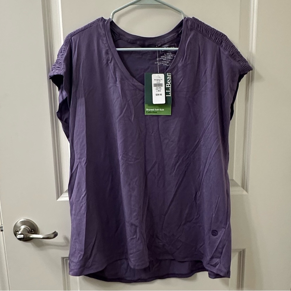 L.L. Bean Purple Cap Sleeve Relaxed T-Shirt